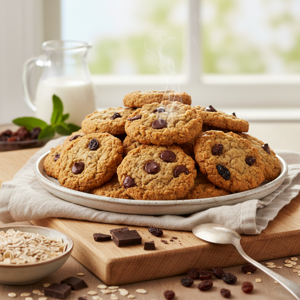 Healthy Oatmeal Chocolate Chip or Raisin Cookies Recipe