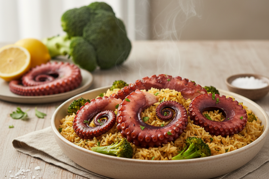 Octopus with Rice and Broccoli: Healthy & Flavorful Recipe