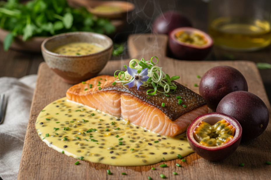 Salmonincoldpassionfruitsauce