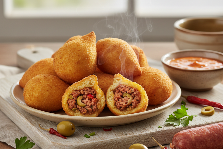 Spicy Sausage & Olive Coxinha: Easy Brazilian Snack Recipe