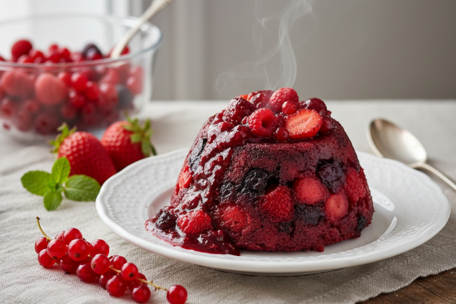 Easy Summer Pudding Recipe with Red Berry Swirl
